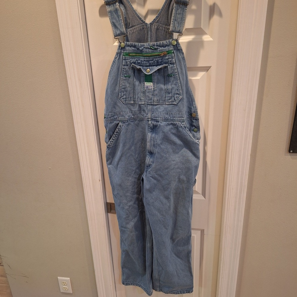 Vtg 90s Liberty Denim Overalls 36x30 Lt Wash Bib Workwear Utility Carpenter AsIs - Picture 3 of 13